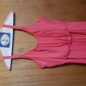 Long pink scoop neck dress